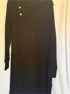 Market & Spruce Black Button-Accent Cowl Neck Sweater Dress